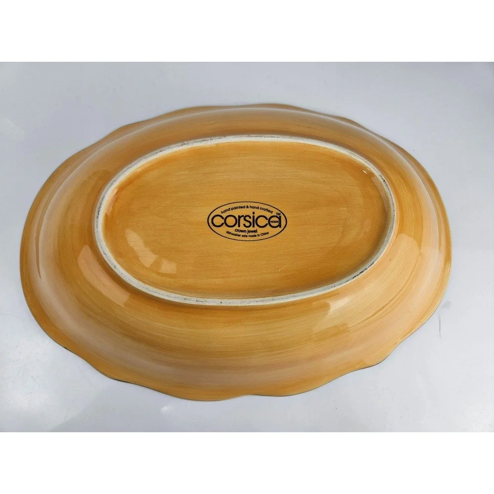 Corsica Home Crown‎ Jewel Hand Painted Oval Serving Bowl Platter Mediterranean